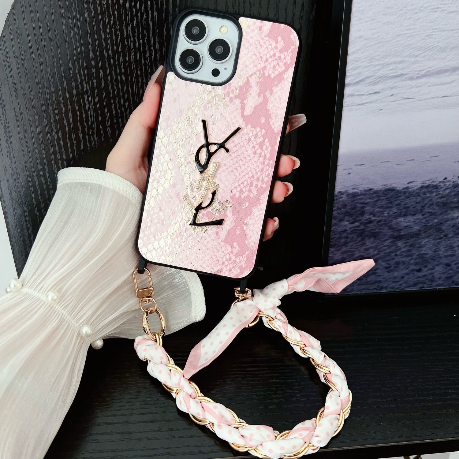 Silk Scarf Chain Snakeskin Pattern Case