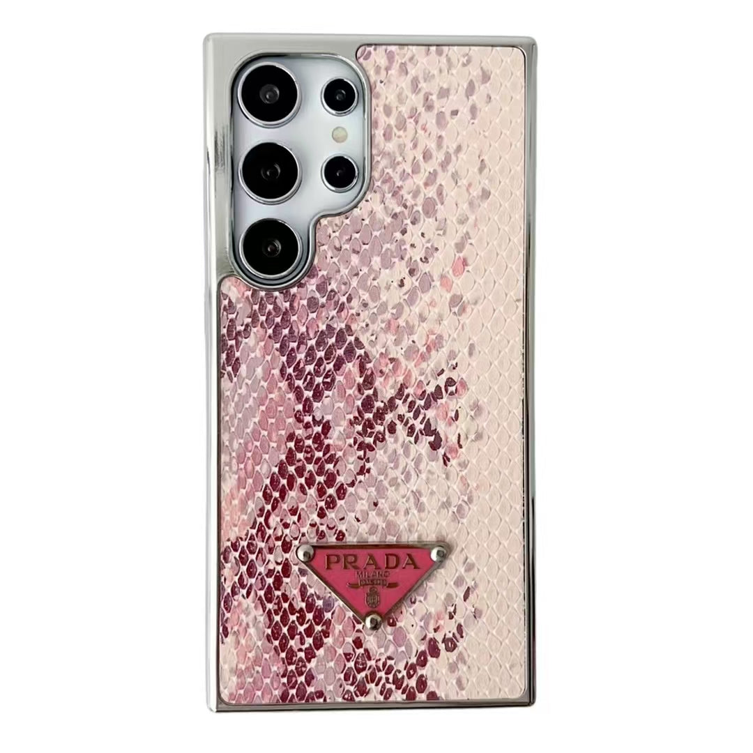 Electroplating Triangle Logo Snakeskin Pattern Samsung Case