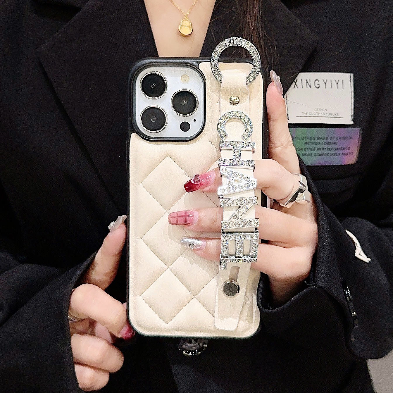 Shiny Diamond Wristband Leather Case
