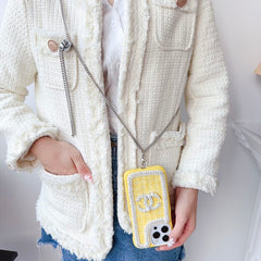 Fashion Wool Material Pearl Crossbody Strap Case