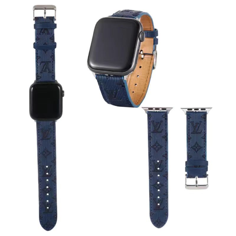 Vertical Stripes Embossed Leather Apple Watch Band