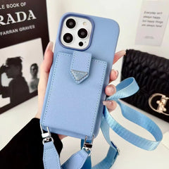 Multicolor Triangle Logo Card Holder Crossbody Case