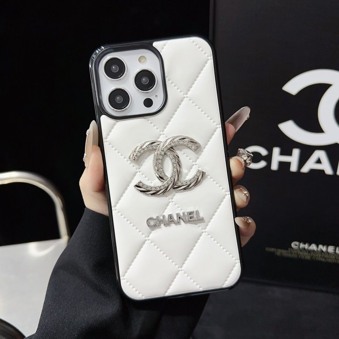 Fashion Rhinestone Logo Leather Case