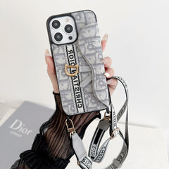 Retro Canvas Embossed Saddle Crossbody Card Case