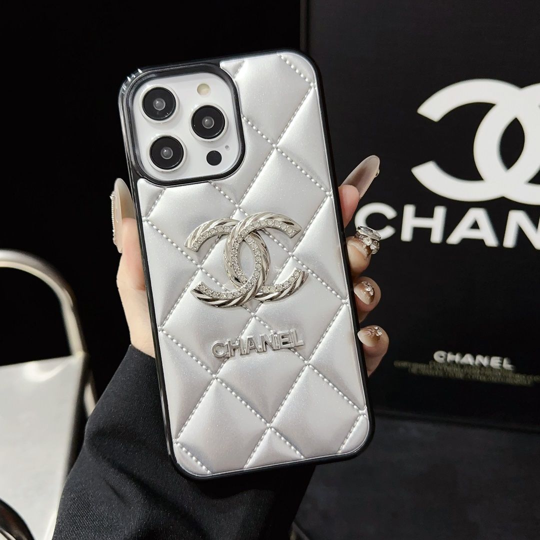 Fashion Rhinestone Logo Leather Case