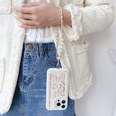 Fashion Wool Material Pearl Hand Strap Case