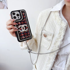 Fashion Wool Material Pearl Crossbody Strap Case