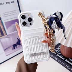 Silk Scarf Chain Wristband Leather Case