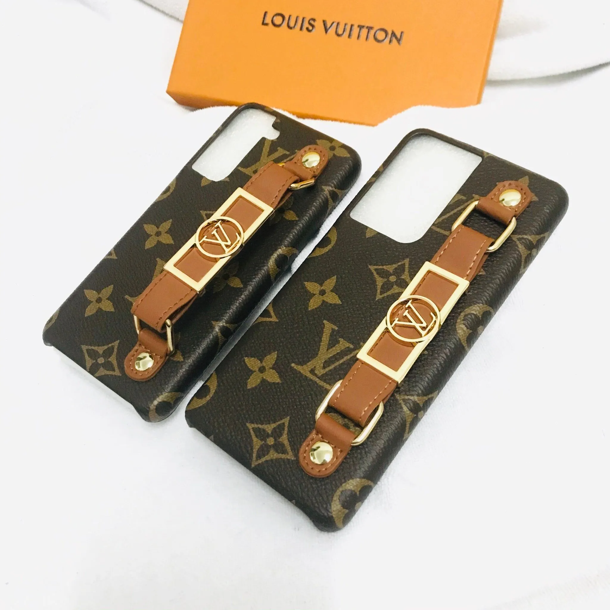 Stylish Monogram Leather Wristband Samsung Case
