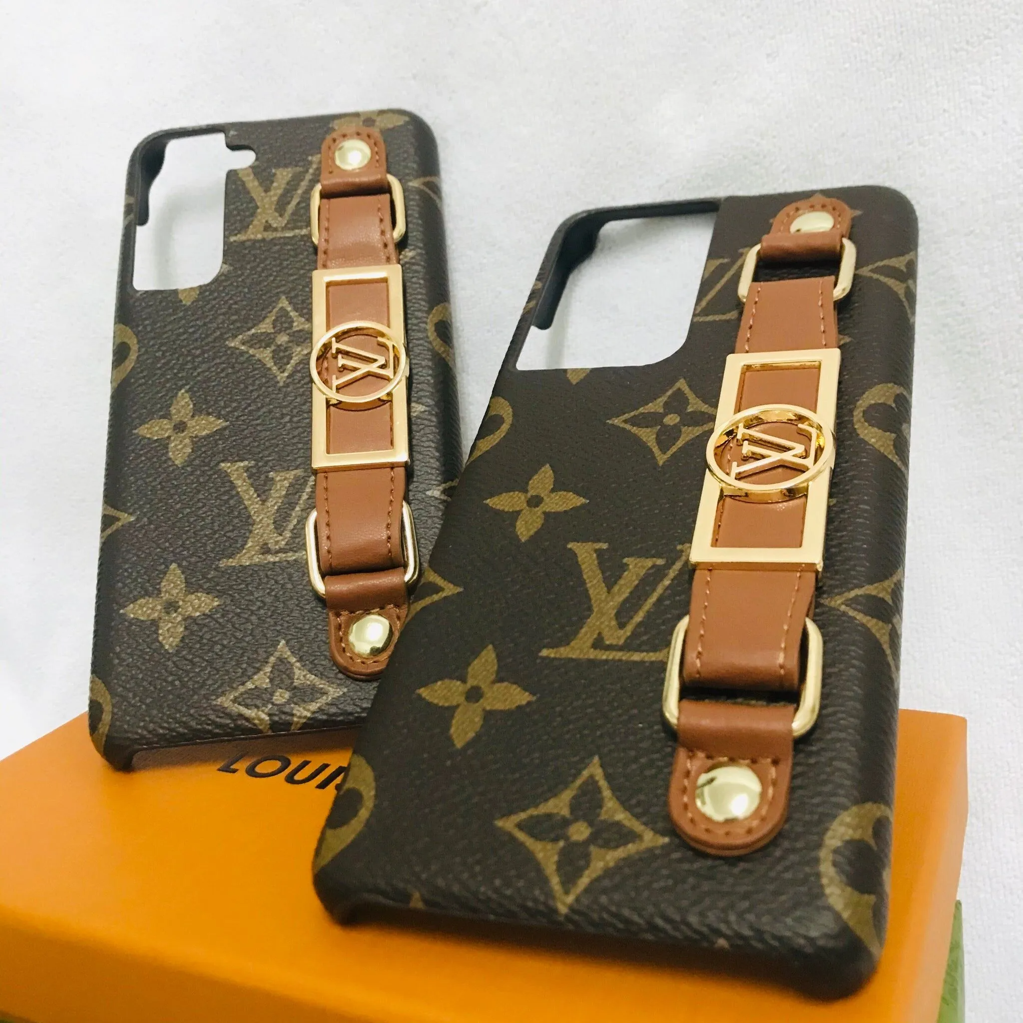 Stylish Monogram Leather Wristband Samsung Case