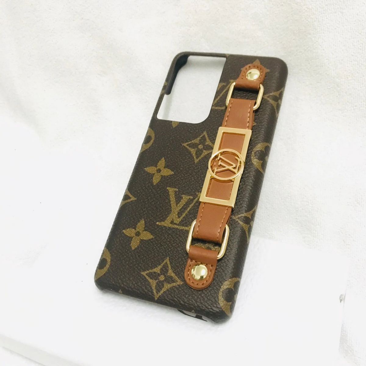 Stylish Monogram Leather Wristband Samsung Case