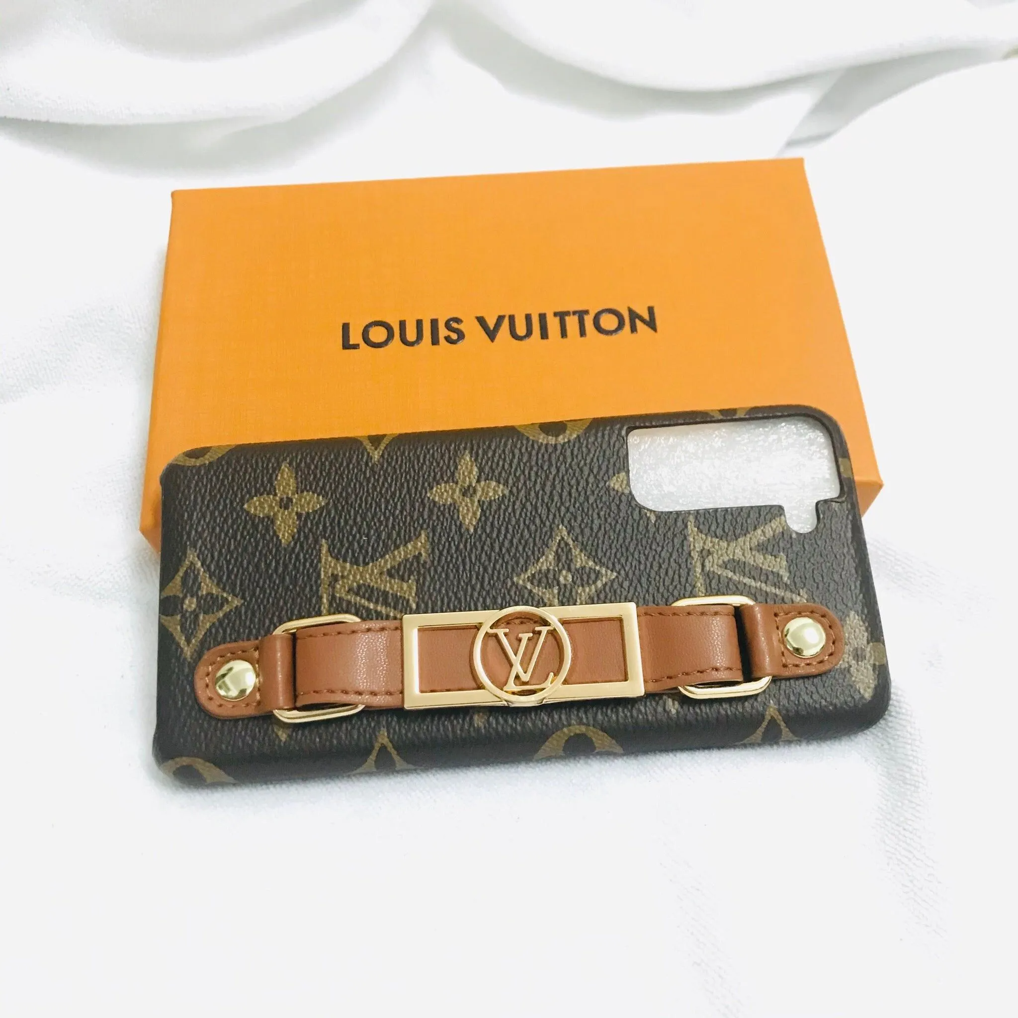 Stylish Monogram Leather Wristband Samsung Case