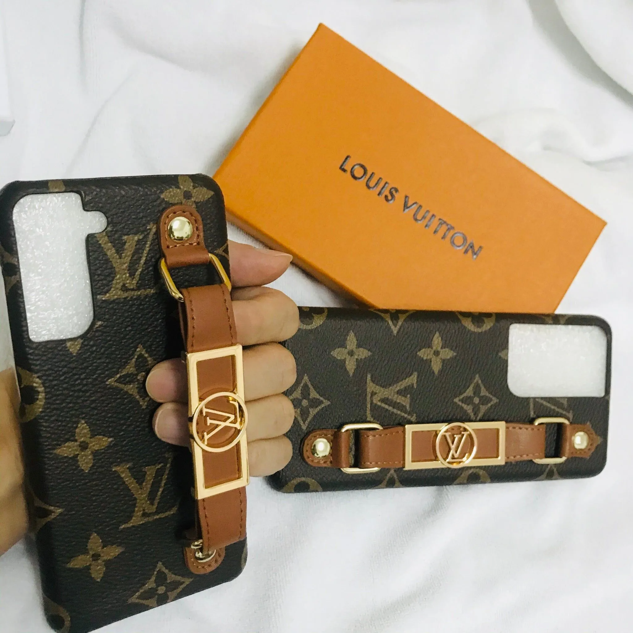 Stylish Monogram Leather Wristband Samsung Case