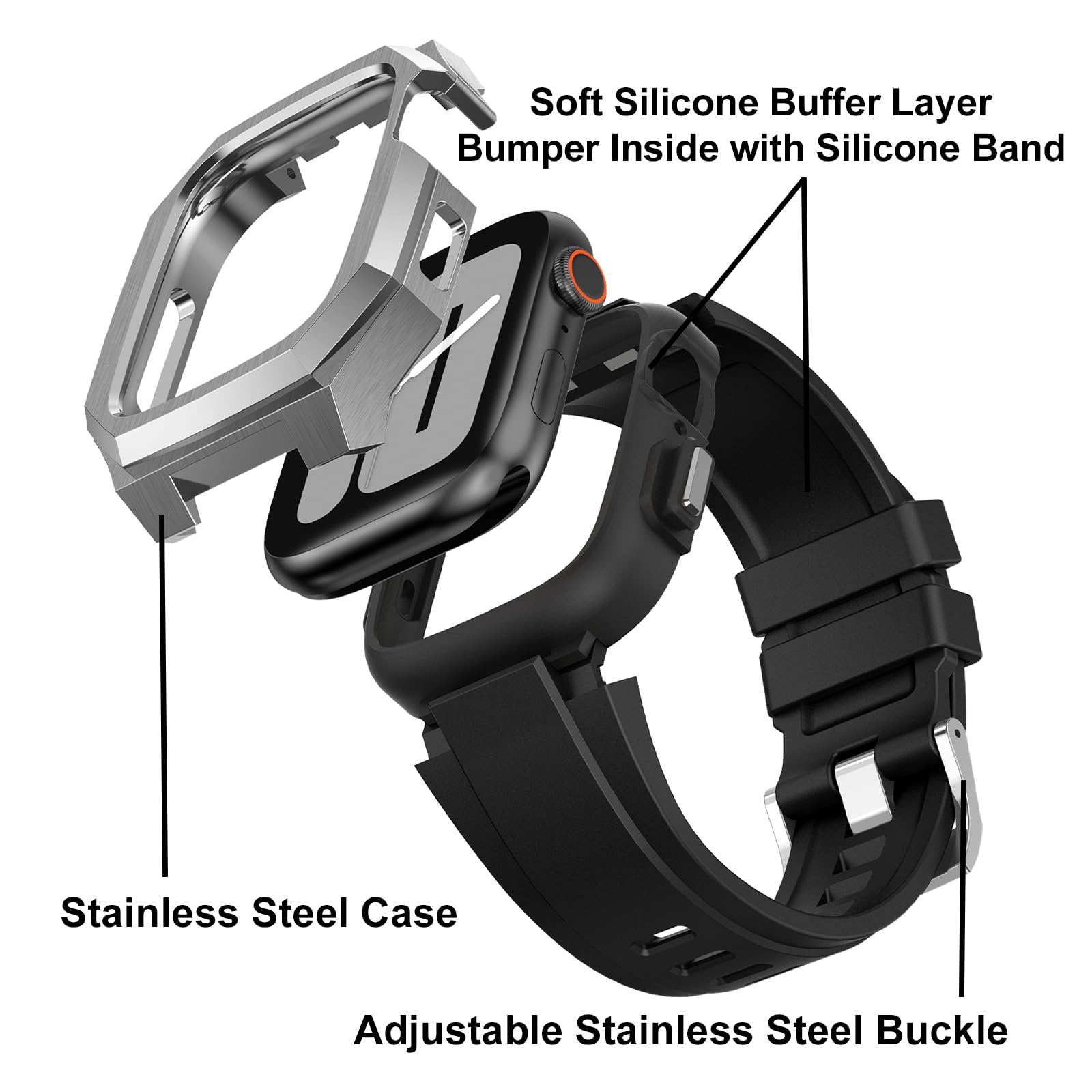 Luxury Silver Metal Case with Band