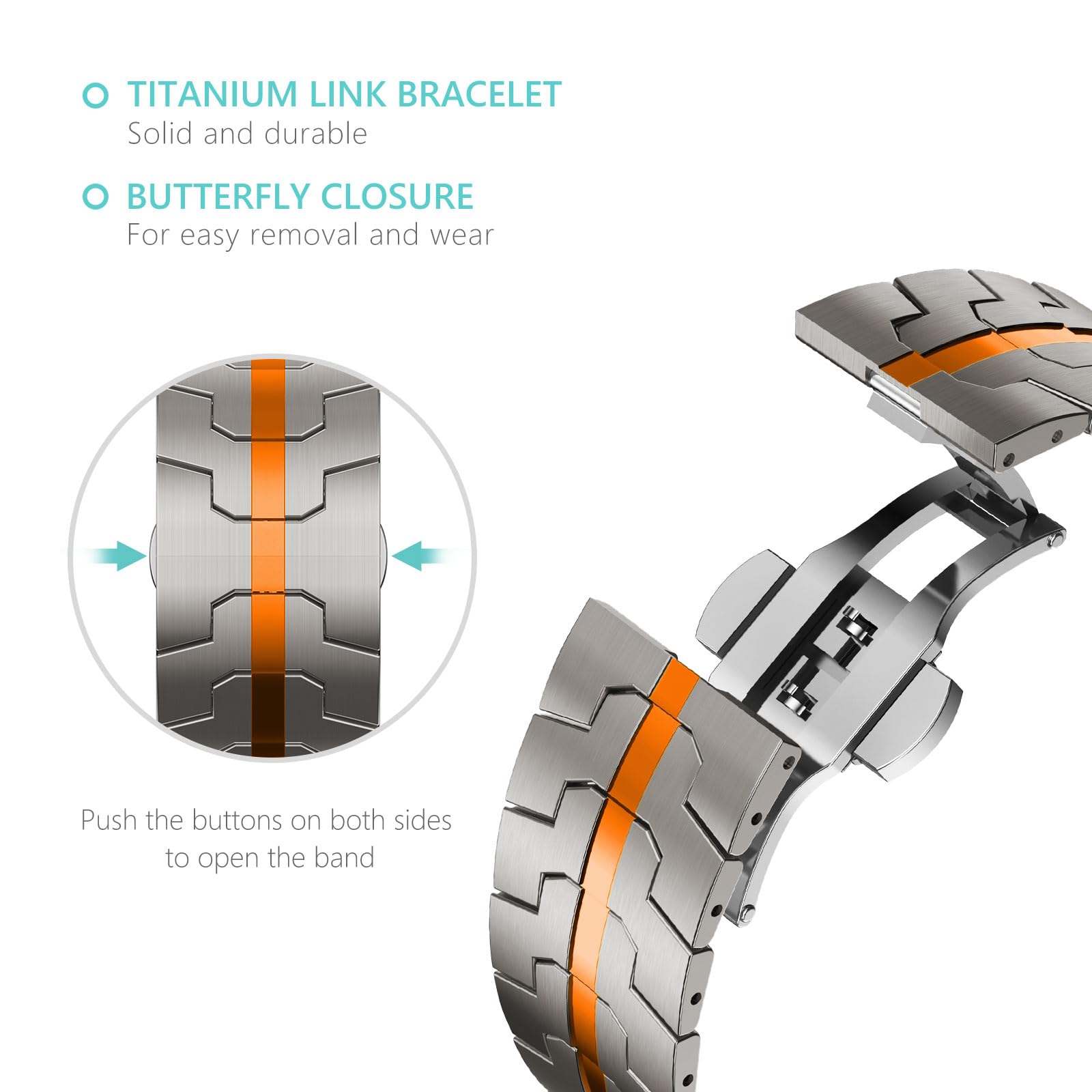 Titanium/Orange Stainless Steel Band