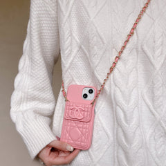 Elegant Leather Chain Lanyard Case