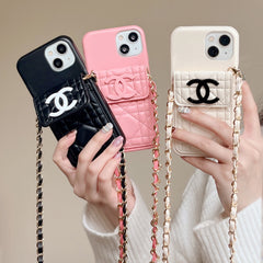 Elegant Leather Chain Lanyard Case