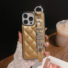 Bright Leather Rhinestone Letters Wristband Case