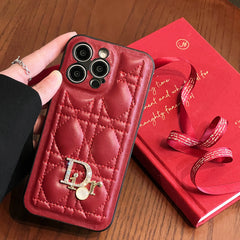 Fashion Luxury Pearl Logo Leather Case