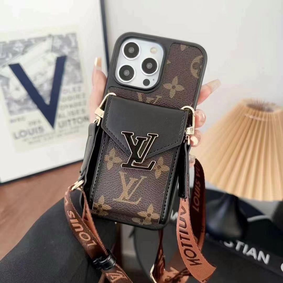 Luxury Leather Metal Card Holder Lanyard Case