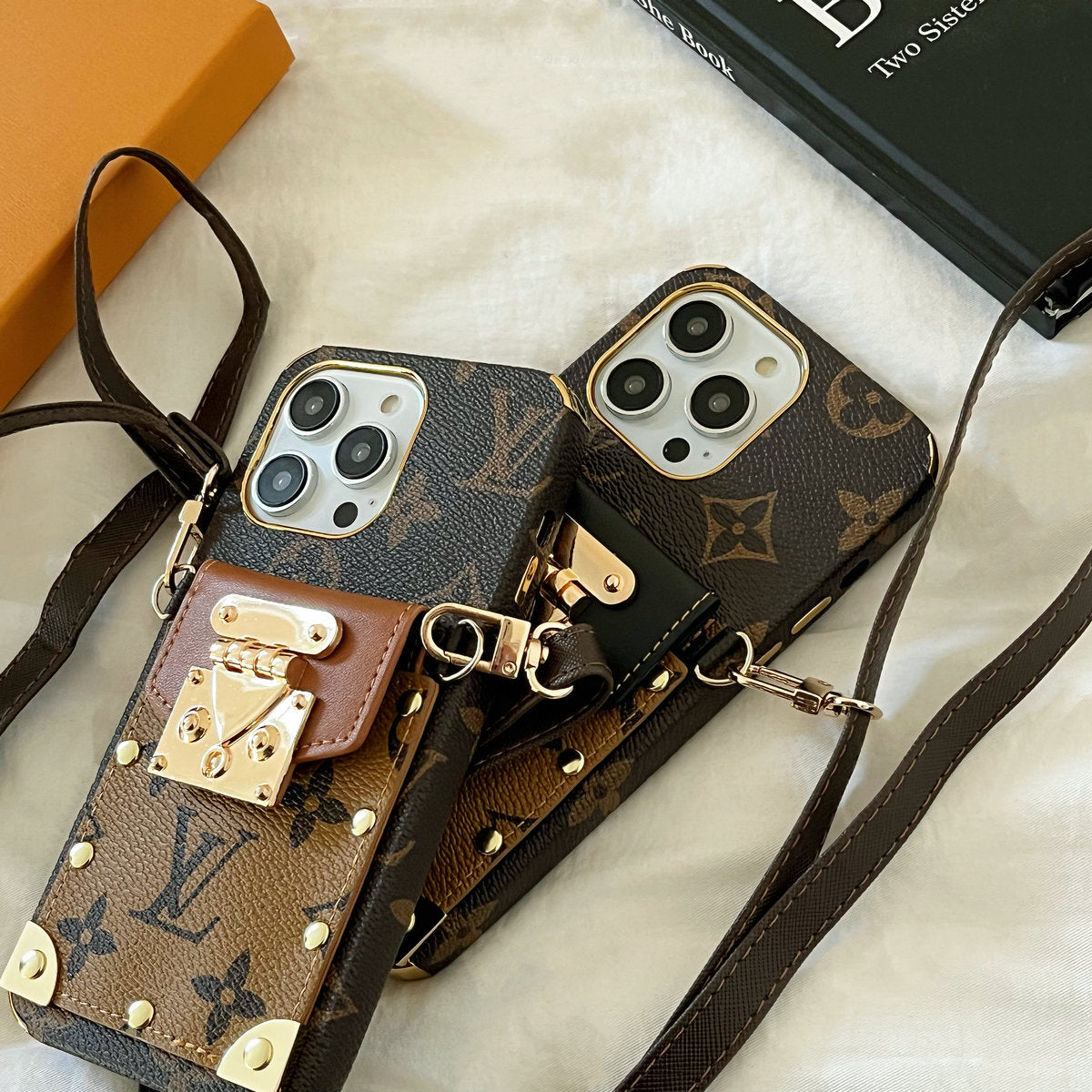 Leather Classic Embossed Card Holder Crossbody Case