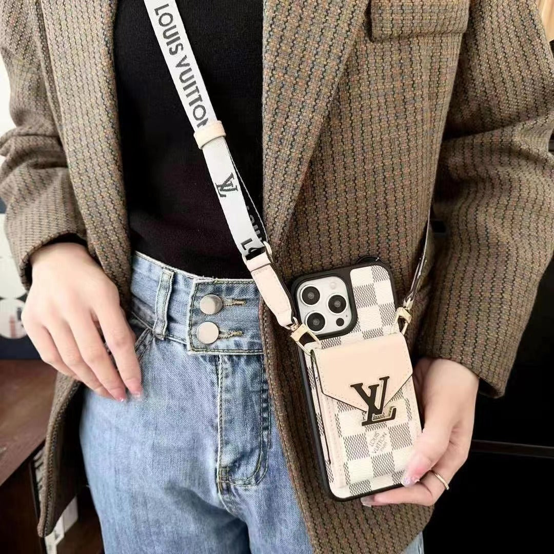 Luxury Leather Metal Card Holder Lanyard Case