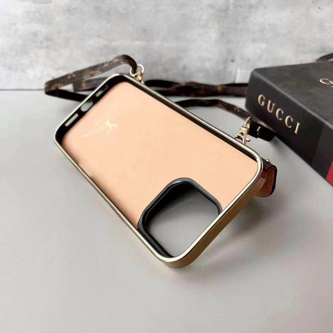 Luxury Rivet Leather Crossbody Case