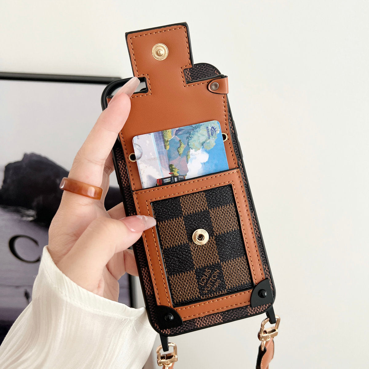 Luxury Leather Crossbody Card Case