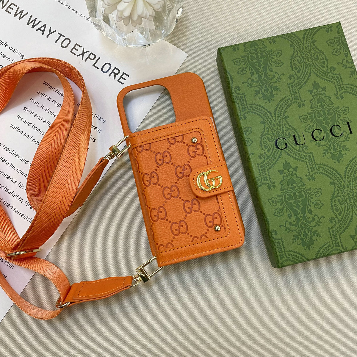 Leather Rivet Card Wallet Crossbody Case