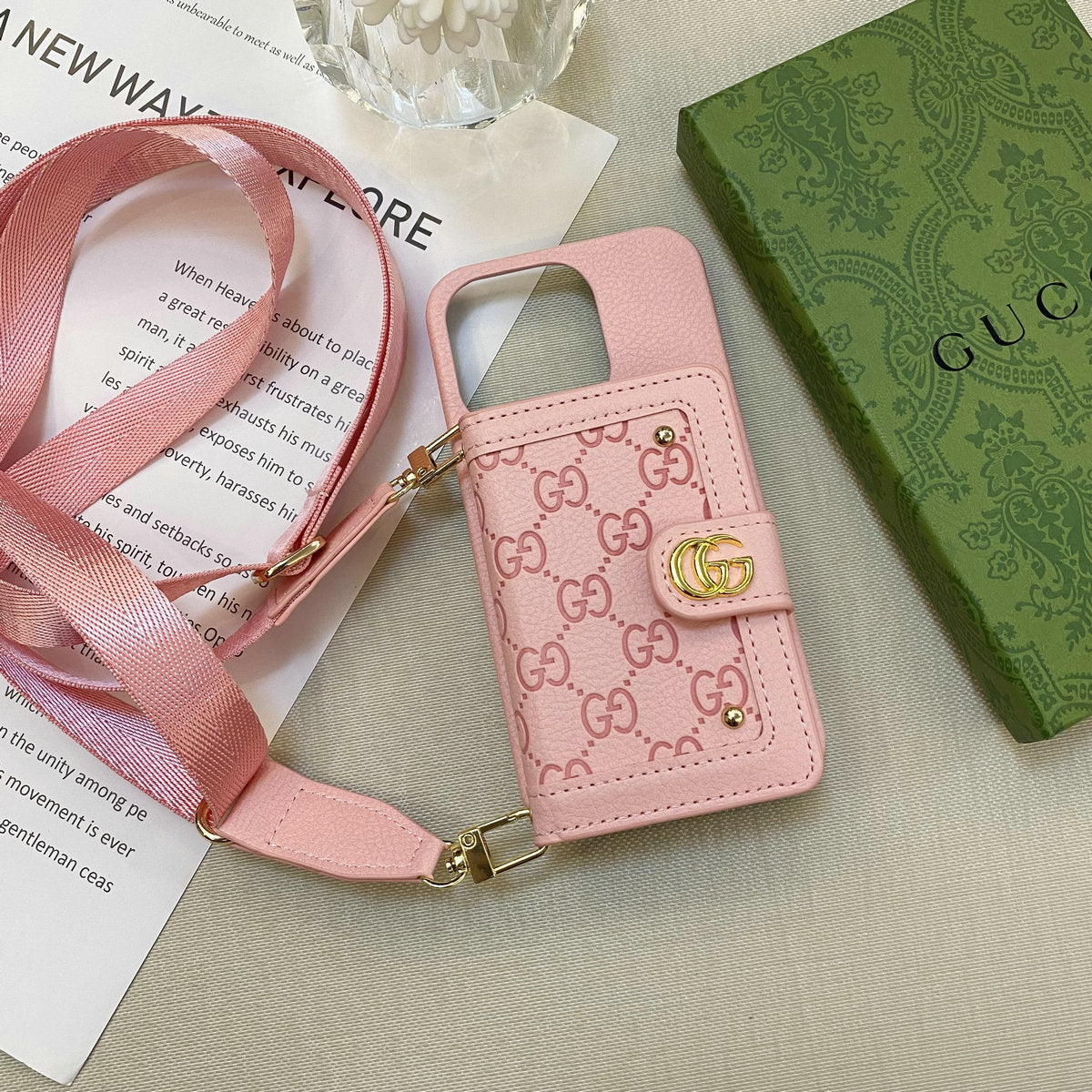 Leather Rivet Card Wallet Crossbody Case