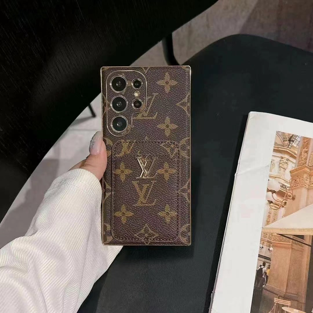 Retro Electroplating Embossed Card Holder Samsung Case