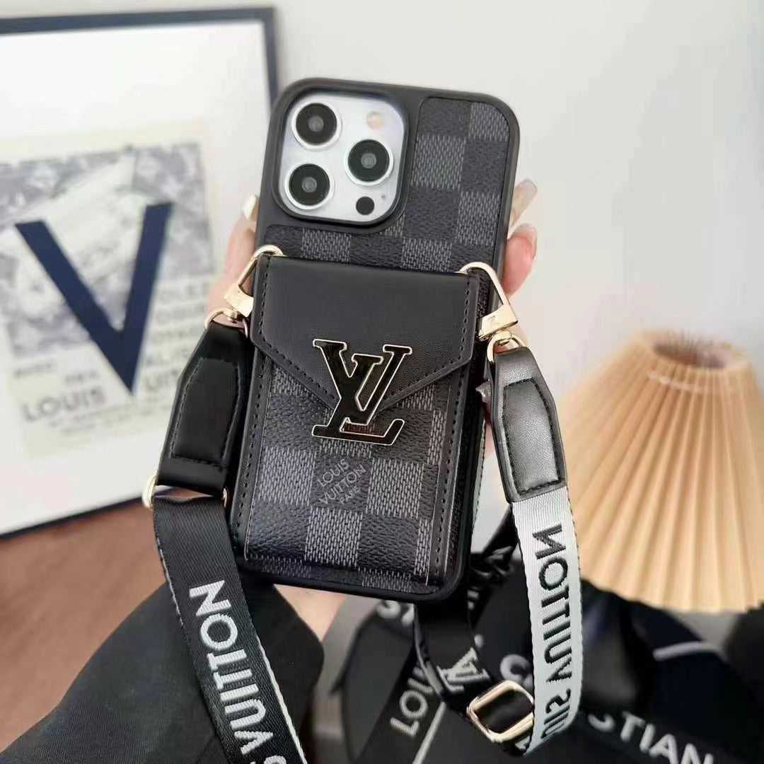 Luxury Leather Metal Card Holder Lanyard Case