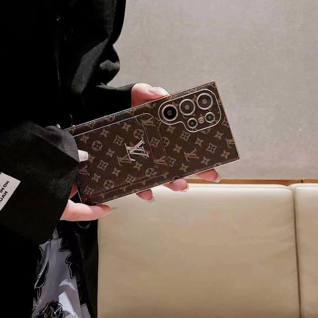 Retro Electroplating Embossed Card Holder Samsung Case