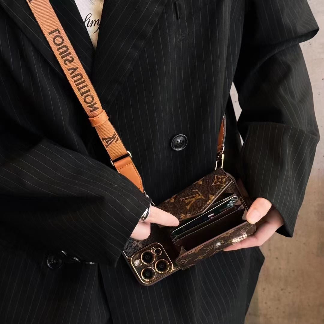 Luxe Printed Leather Crossbody Coin Purse Case