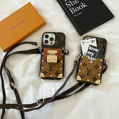 Leather Classic Embossed Card Holder Crossbody Case