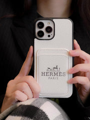 Luxurious pebbled leather card holder case