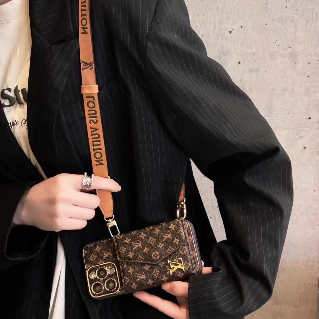 Luxe Printed Leather Crossbody Coin Purse Case