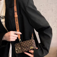 Luxe Printed Leather Crossbody Coin Purse Case