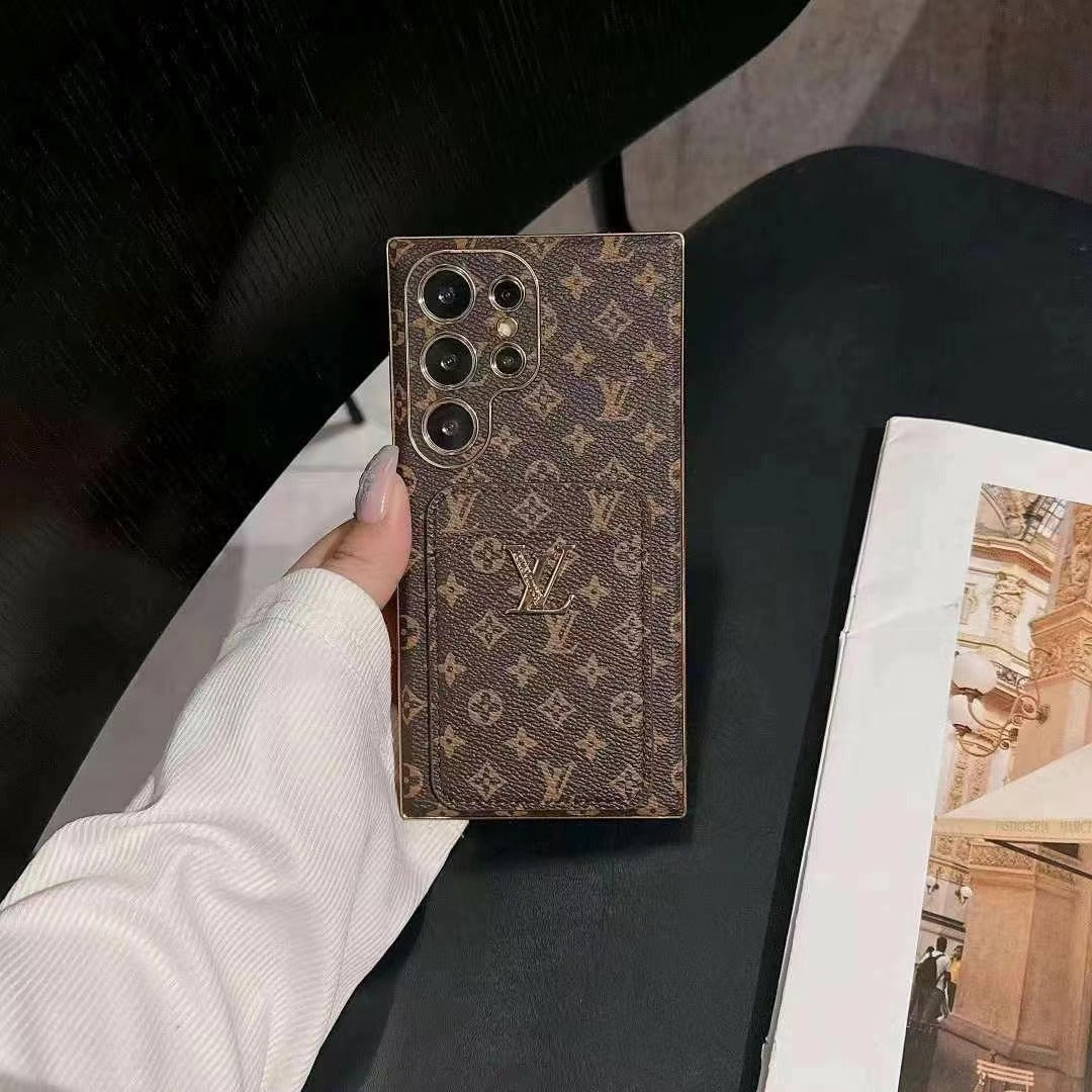 Retro Electroplating Embossed Card Holder Samsung Case