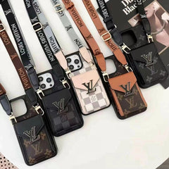 Luxury Leather Metal Card Holder Lanyard Case