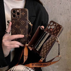 Luxe Printed Leather Crossbody Coin Purse Case