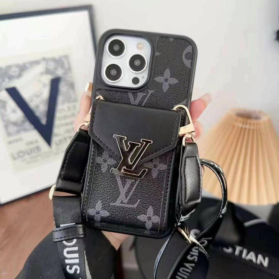 Luxury Leather Metal Card Holder Lanyard Case