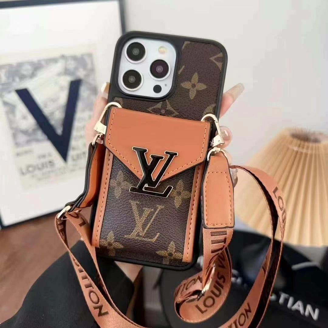 Luxury Leather Metal Card Holder Lanyard Case