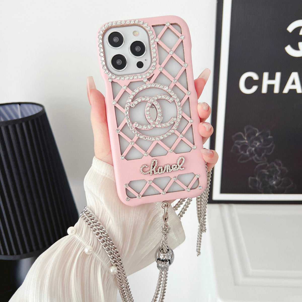 Luxury Hollow Diamond Crossbody Case