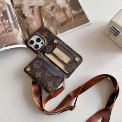 Premium Leather Wallet Lanyard Case