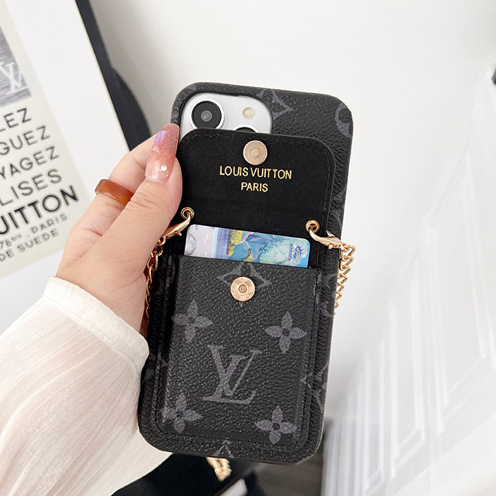 Monogram Embossed Leather Chain Case