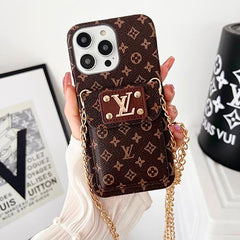 Monogram Embossed Leather Chain Case