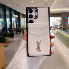 Metal Logo Leather Flip Card Case Samsung Case