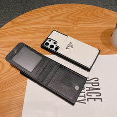 Triangle Logo Leather Flip Card Case Samsung Case