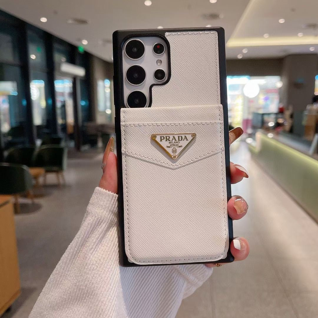 Triangle Logo Leather Flip Card Case Samsung Case